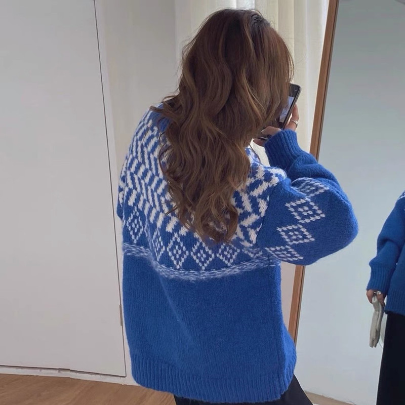 Korean style lazy sweater patterns pullover tops for women