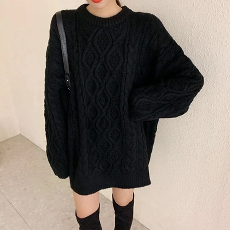 Wears outside loose Korean style sweater for women