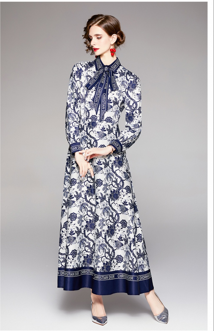 Slim fashion printing frenum European style dress