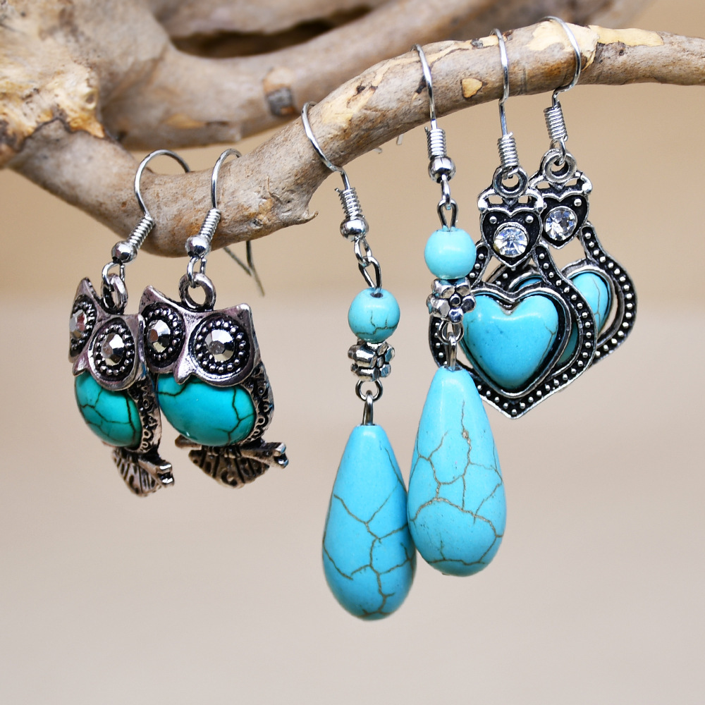 Heart turquoise accessories retro jewelry for women