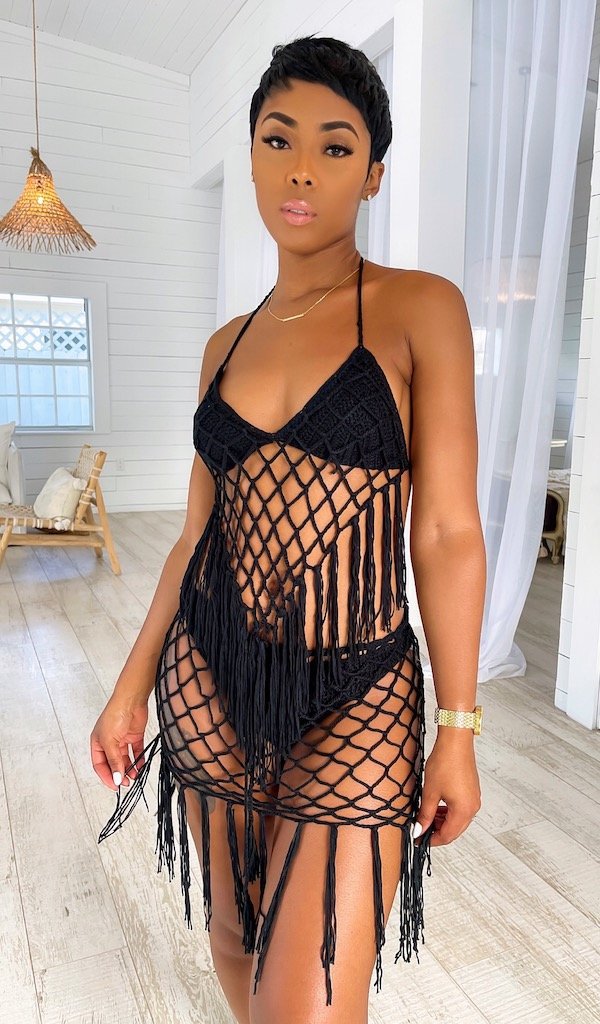Casual sexy smock knitted swimwear a set for women