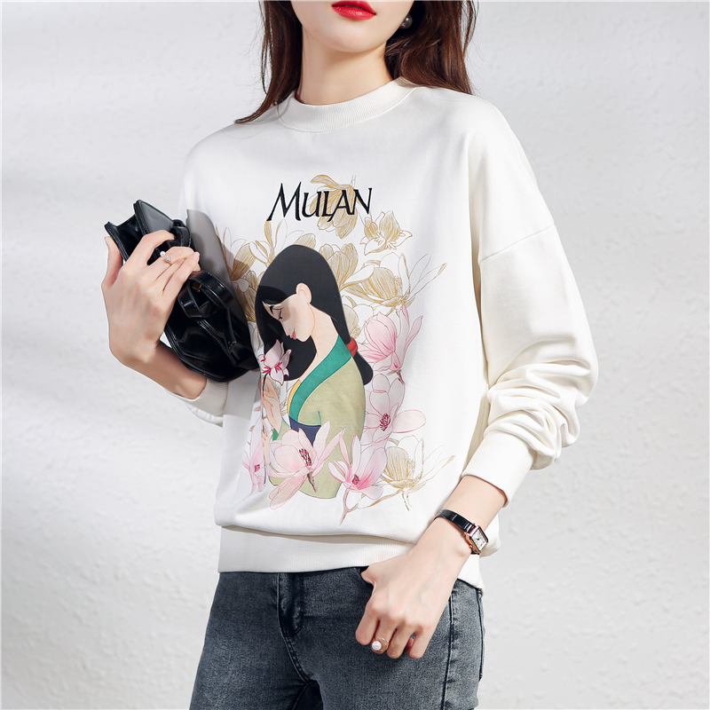 Printing fashion tops long sleeve hoodie for women