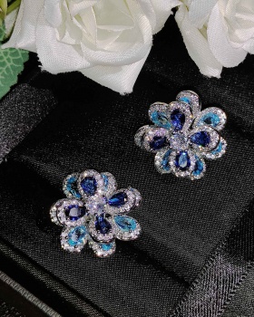 European style colors flowers stud earrings