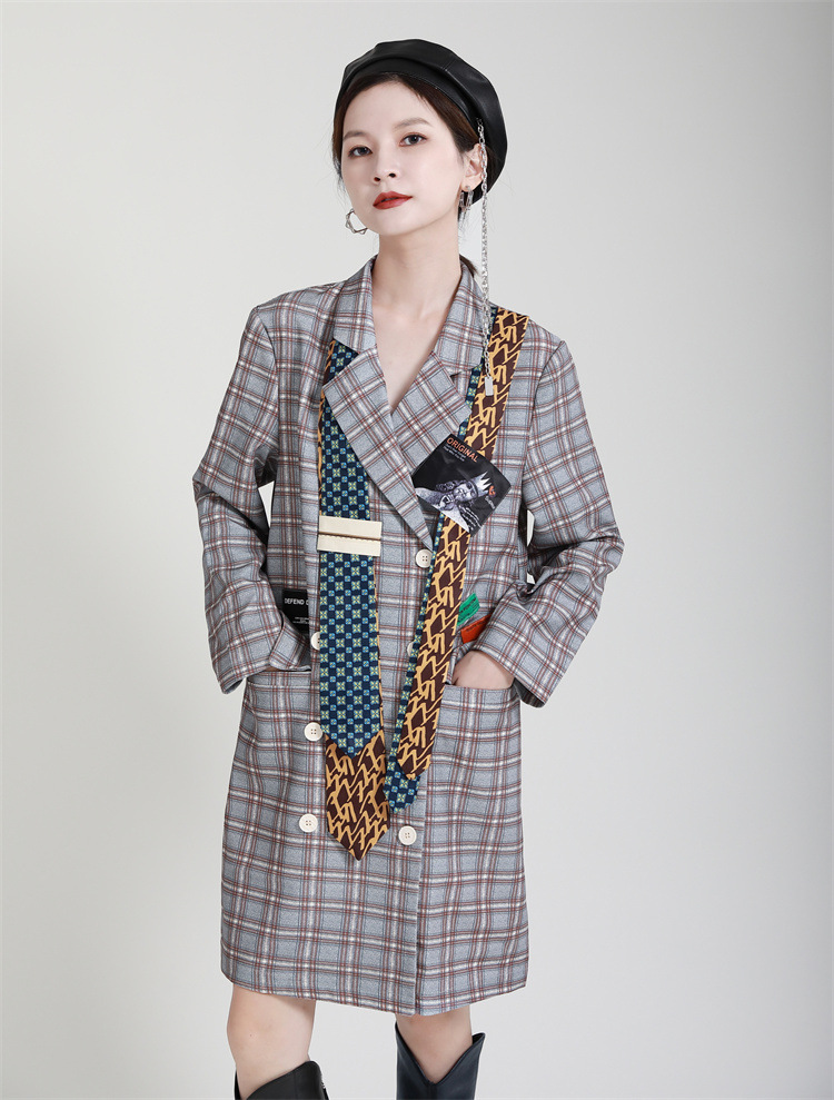 Loose slim autumn dress long double-breasted coat
