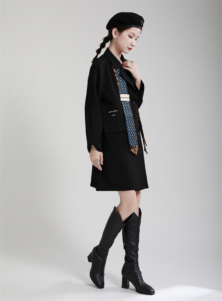 Loose slim autumn dress long double-breasted coat