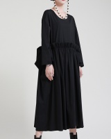Long Pseudo-two skirt round neck elegant dress