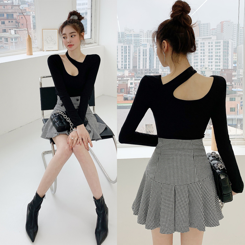 Korean style Casual tops halter short skirt 2pcs set