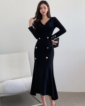 Fashion Korean style dress slim long dress