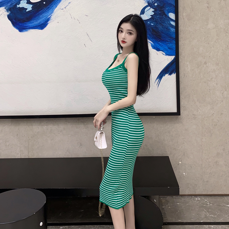 Sexy slim dress mixed colors package hip long dress