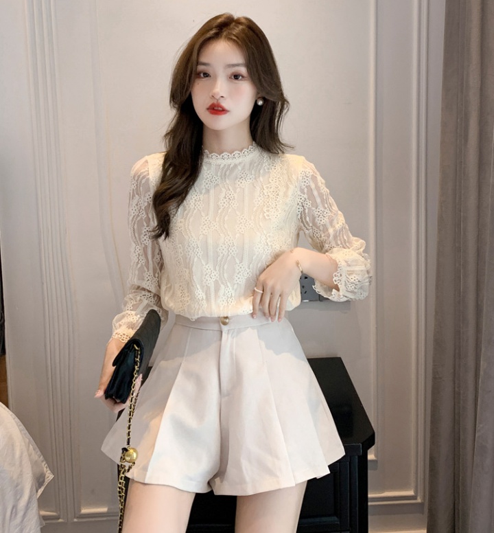 Autumn lace tops Western style hollow chiffon shirt