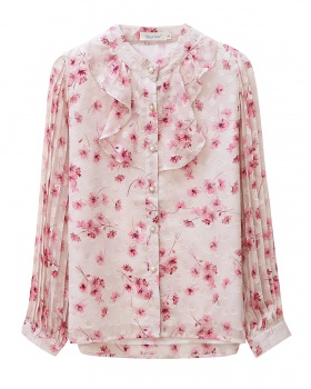 Long sleeve tops floral shirt for women