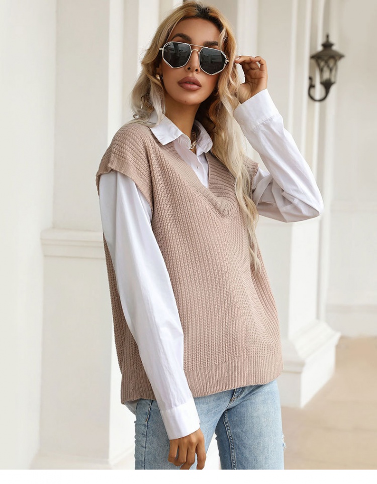 Pure fashion V-neck sweater autumn knitted waistcoat for women