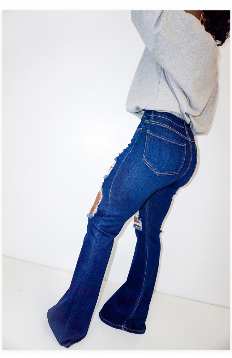 Holes long pants high elasticity jeans for women