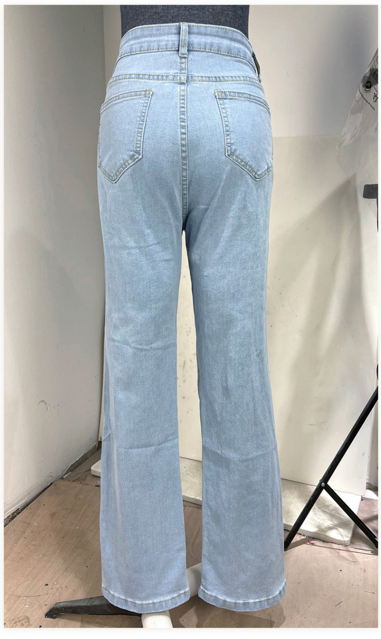 Holes long pants high elasticity jeans for women