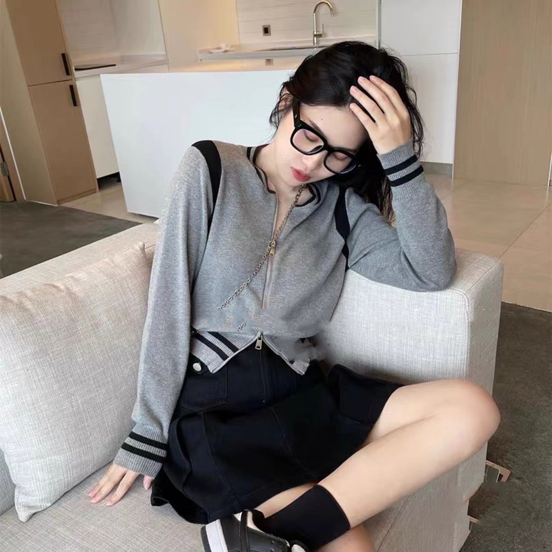Black Casual tops knitted short coat for women