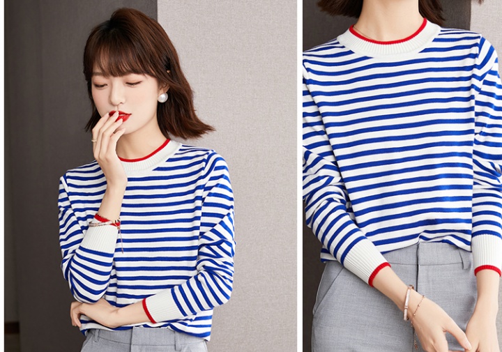 College style sweater stripe bottoming shirt for women