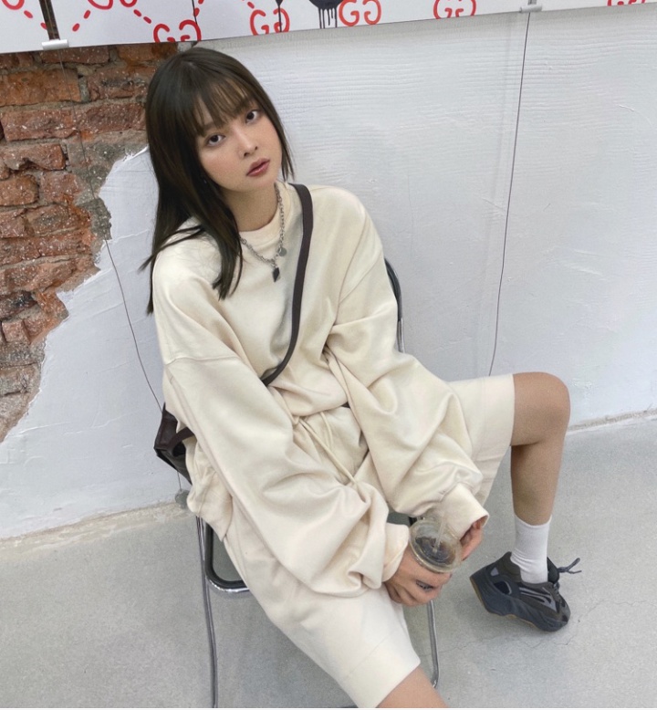 Wide leg Korean style hoodie Casual tops 2pcs set for women