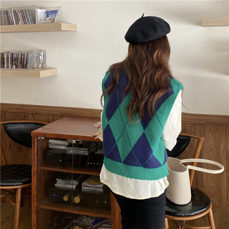 Korean style waistcoat quilted sweater