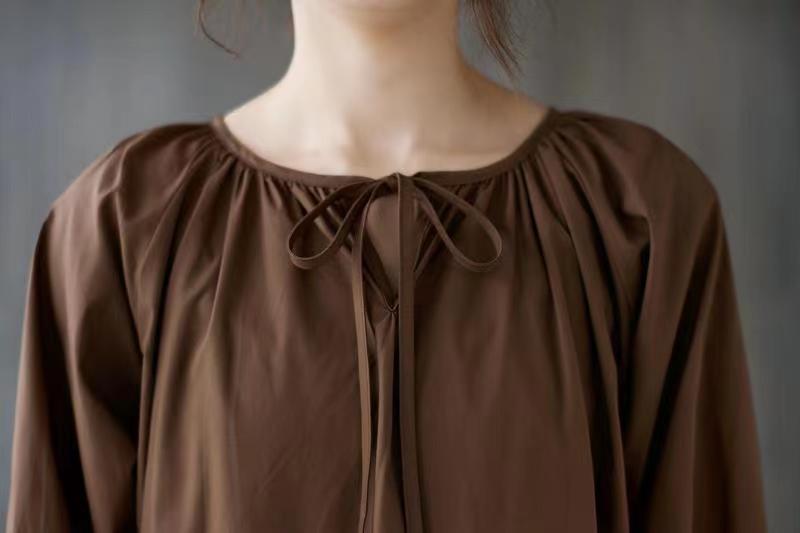 Long long sleeve loose fold frenum dress