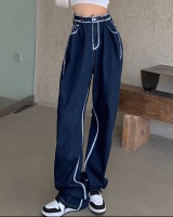 Wide leg mopping jeans drape mixed colors pants