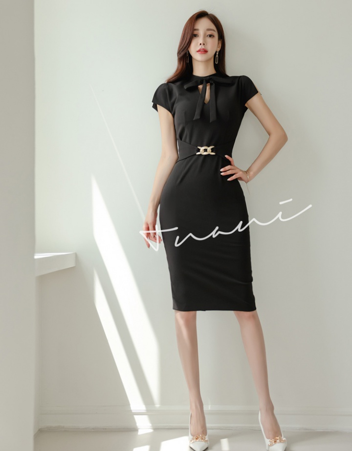 Korean style slim temperament pinched waist dress