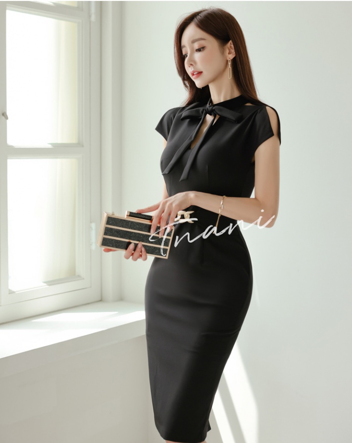 Korean style slim temperament pinched waist dress
