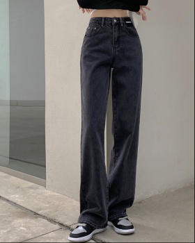 High waist personality jeans letters long pants