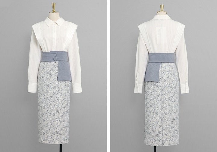 Fashion shirt white skirt 2pcs set for women