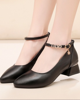Autumn middle-heel thick hasp shoes for women