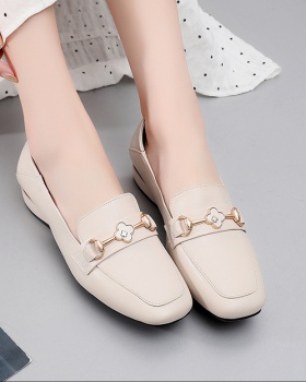 First layer cowhide loafers square head shoes for women