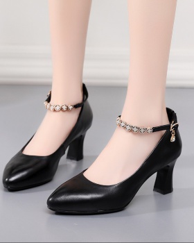 High-heeled first layer cowhide shoes for women
