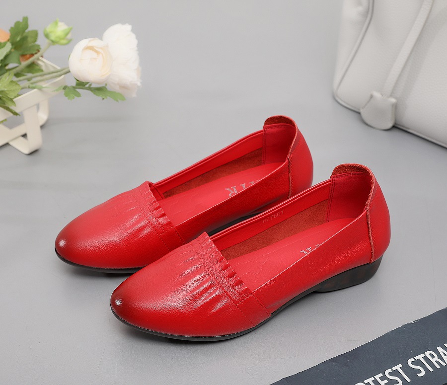 Soft soles first layer cowhide peas shoes low flat shoes