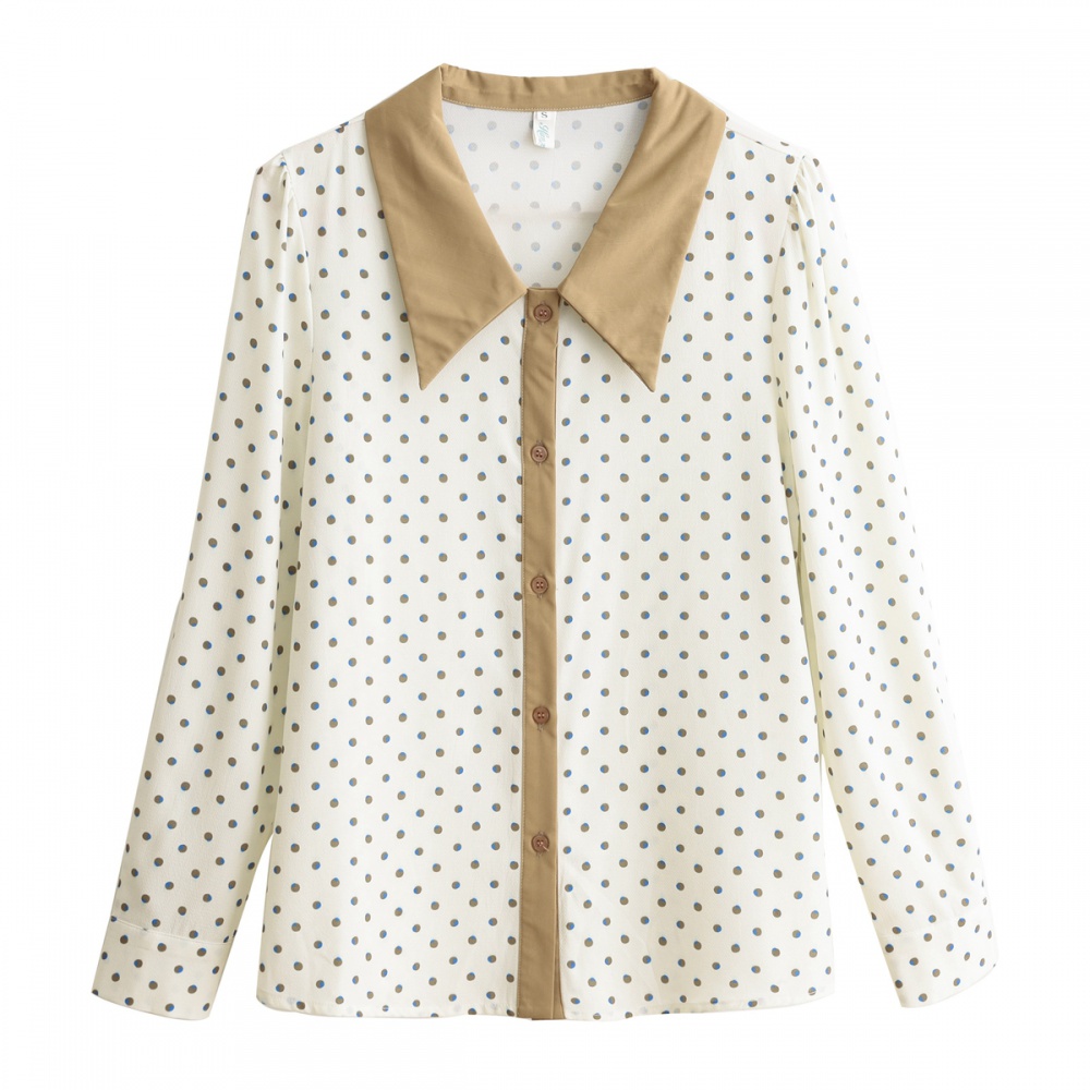 Western style chiffon shirt minority polka dot tops for women