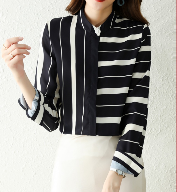 Stripe irregular shirt temperament tops for women