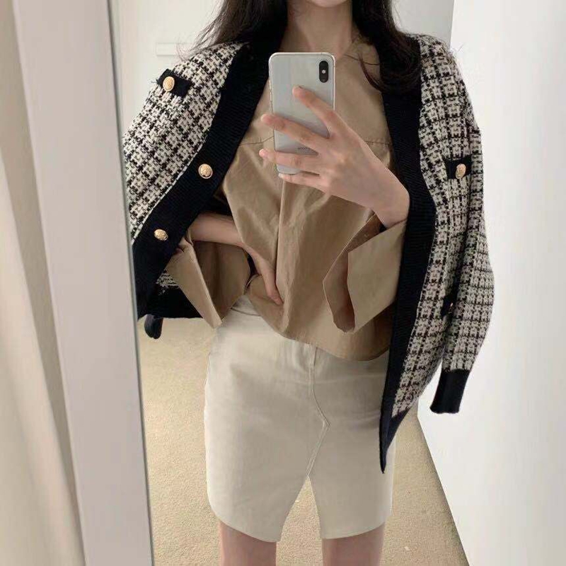 V-neck unique loose sweater Korean style knitted jacket