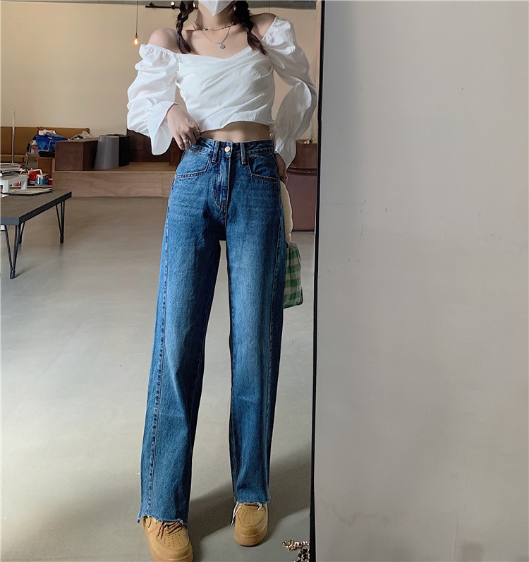 Fashion all-match retro long pants high waist autumn jeans