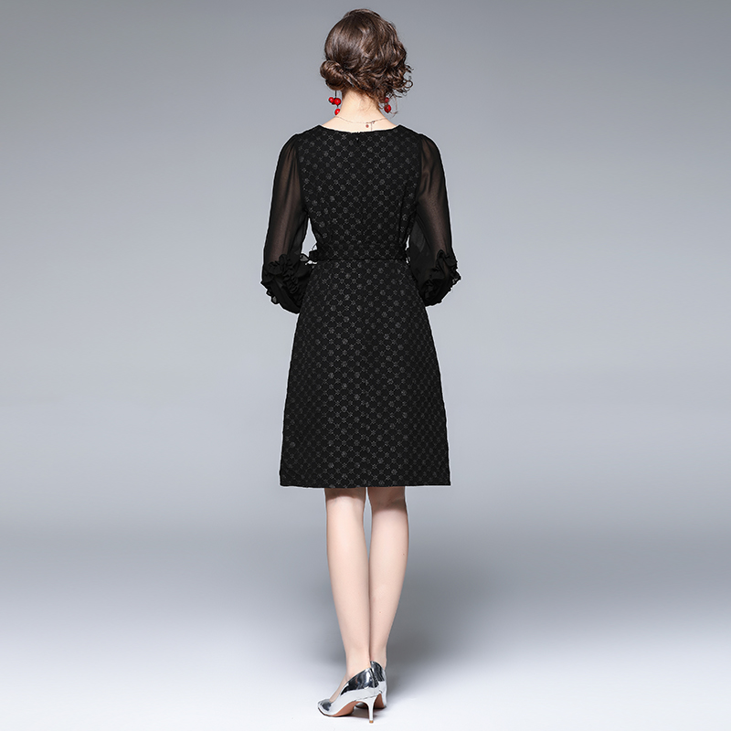 Temperament autumn pinched waist dress for women