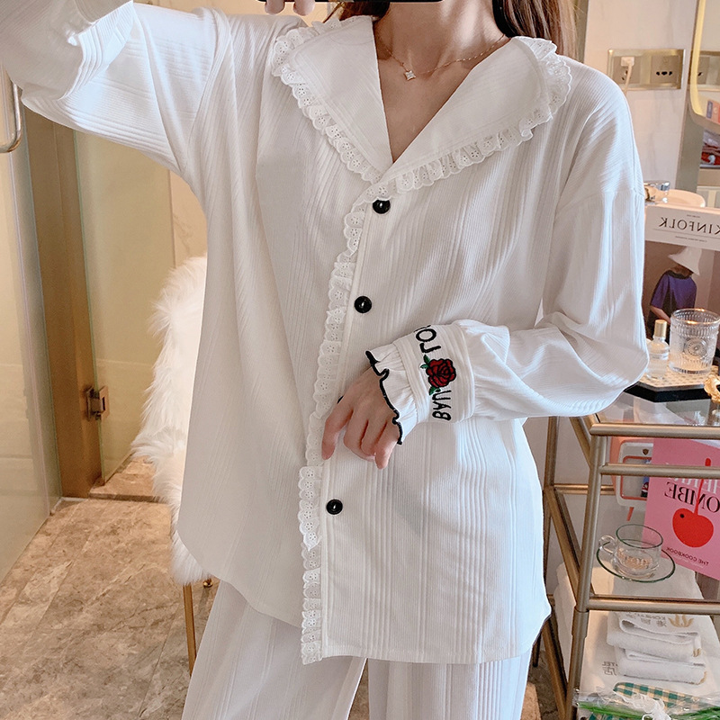 Loose cardigan cotton pajamas 2pcs set for women