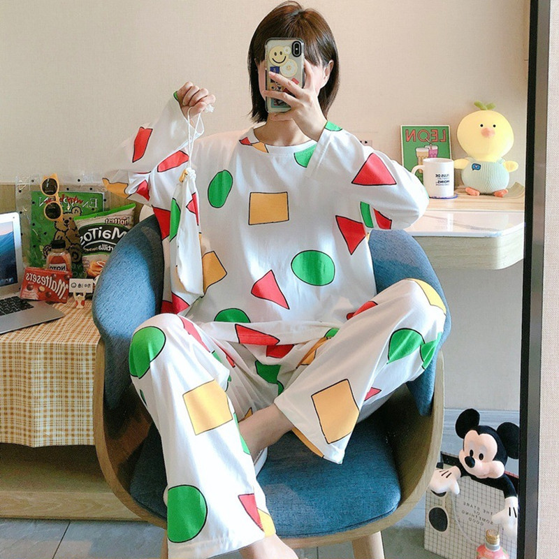 Homewear geometry spring and autumn large yard pajamas for women