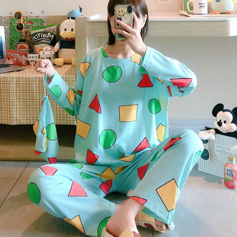 Homewear geometry spring and autumn large yard pajamas for women