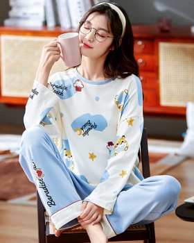 Long sleeve cotton Casual pajamas 2pcs set for women