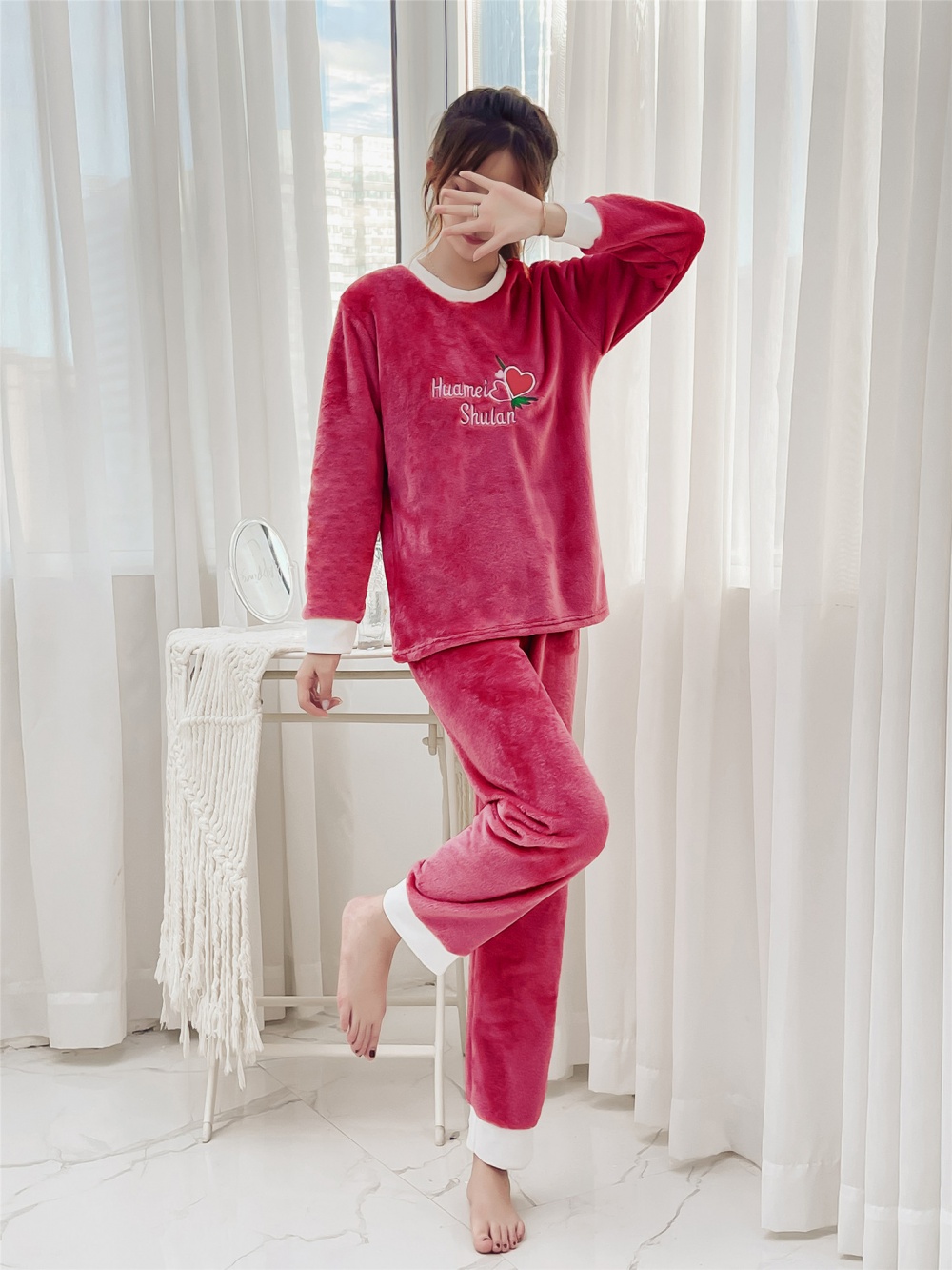 Thermal thick autumn and winter wears outside pajamas for women