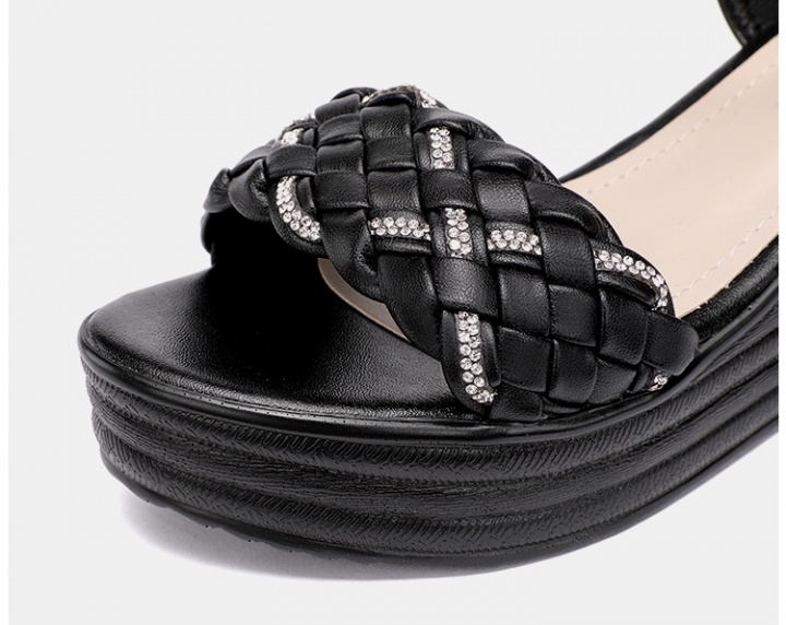 Platform soles rhinestone large yard slipsole sandals