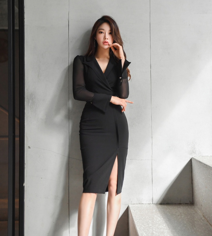 Splice slim dress Korean style business suit for women