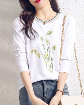 Long sleeve printing tops autumn bottoming shirt for women