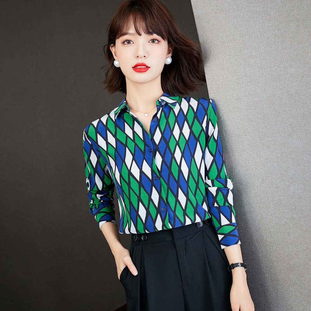 Minority quilted autumn real silk loose shirt for women