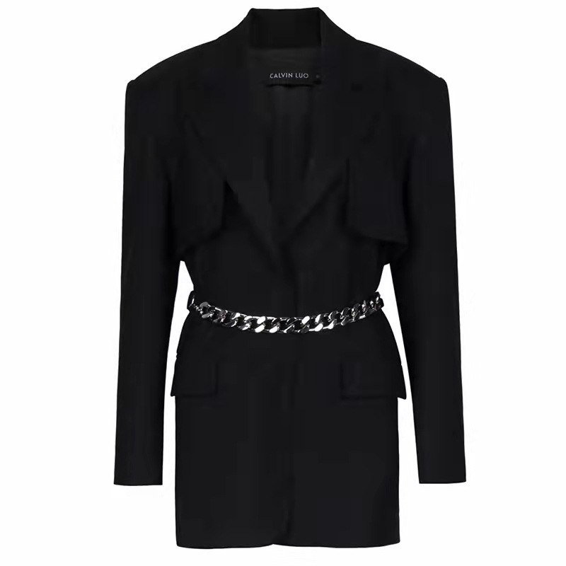 Light high waist coat chain business suit for women
