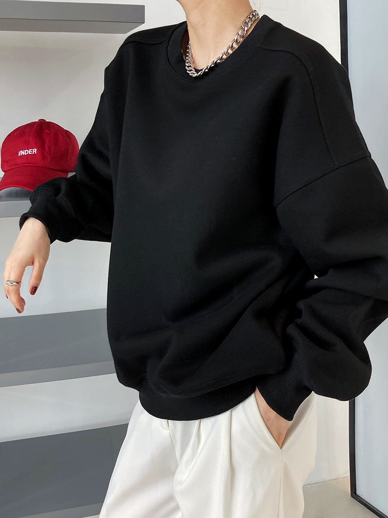 Lazy Korean style tops wine-red hoodie for women