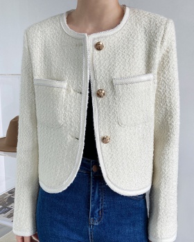 Wool coarse flower tops short coat for women