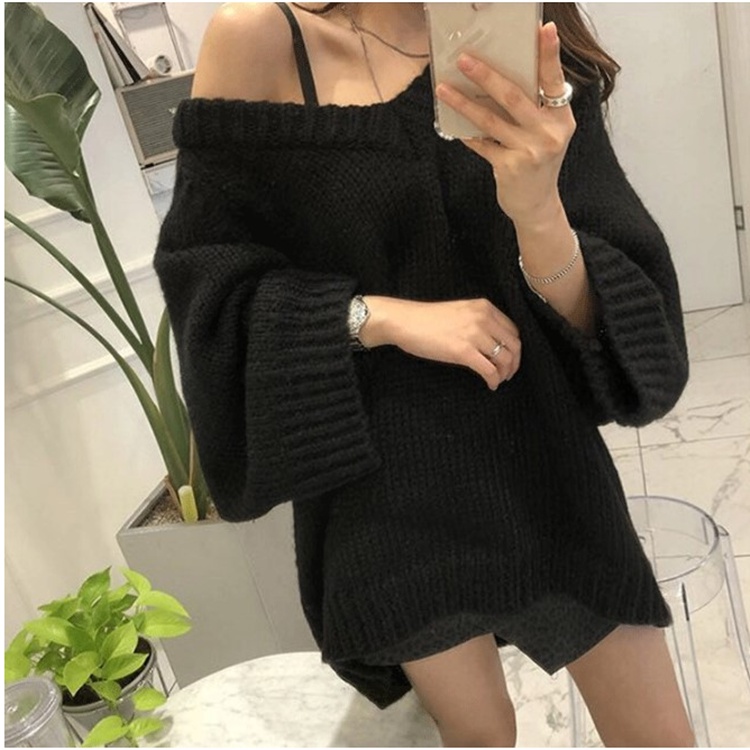 Autumn and winter loose sweater pullover long tops for women